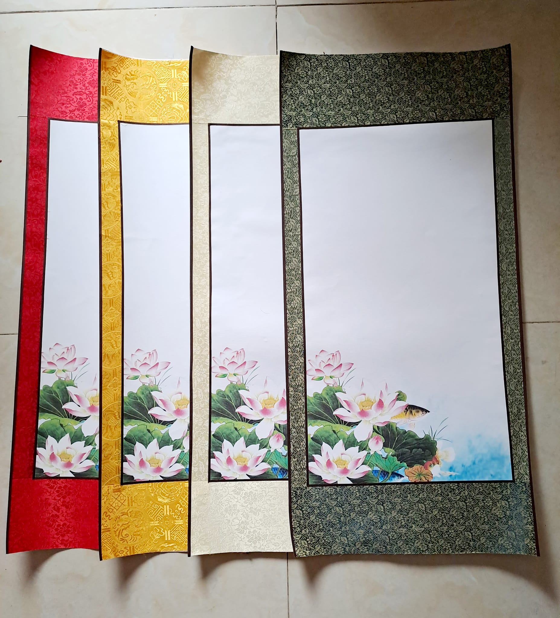 Giấy ganh in hình bo lụa đa dạng mẫu 35x75cm