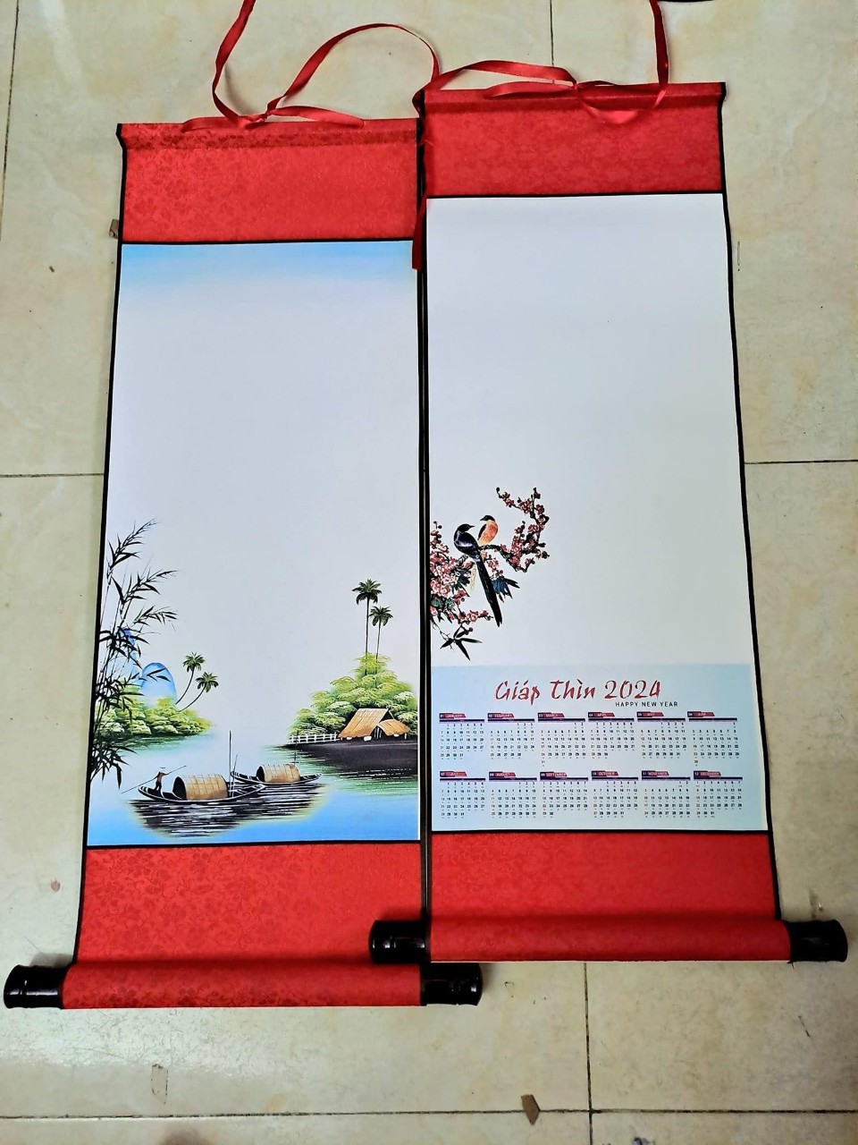 BIỂU LỊCH in hình nút gỗ 27x75cm