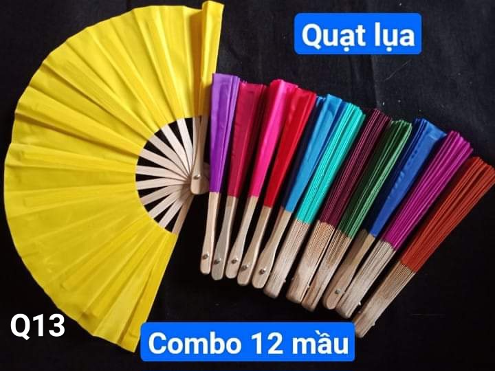 Quạt lụa combo 12 màu đa dạng – Q13