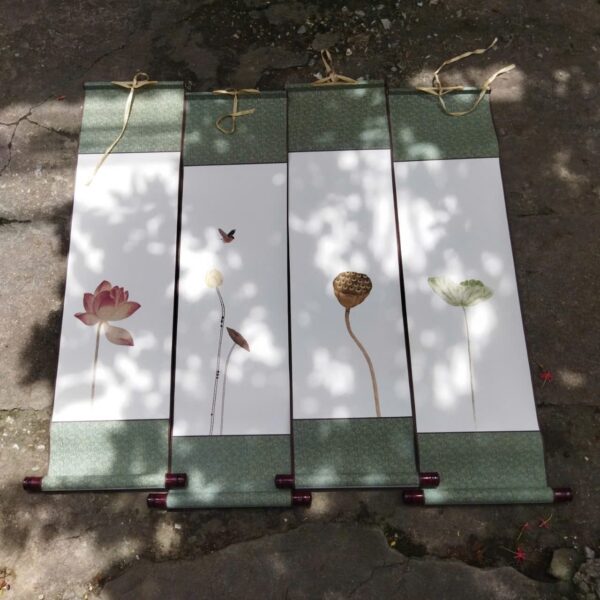 Bộ tranh sen ( xuyến bồi lụa)