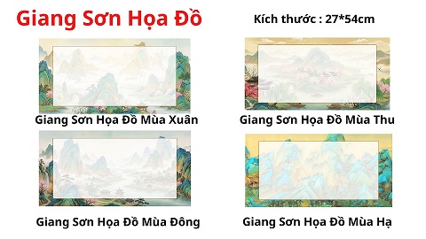 Combo 4 mẫu Giang Sơn Họa Đồ 27*54cm