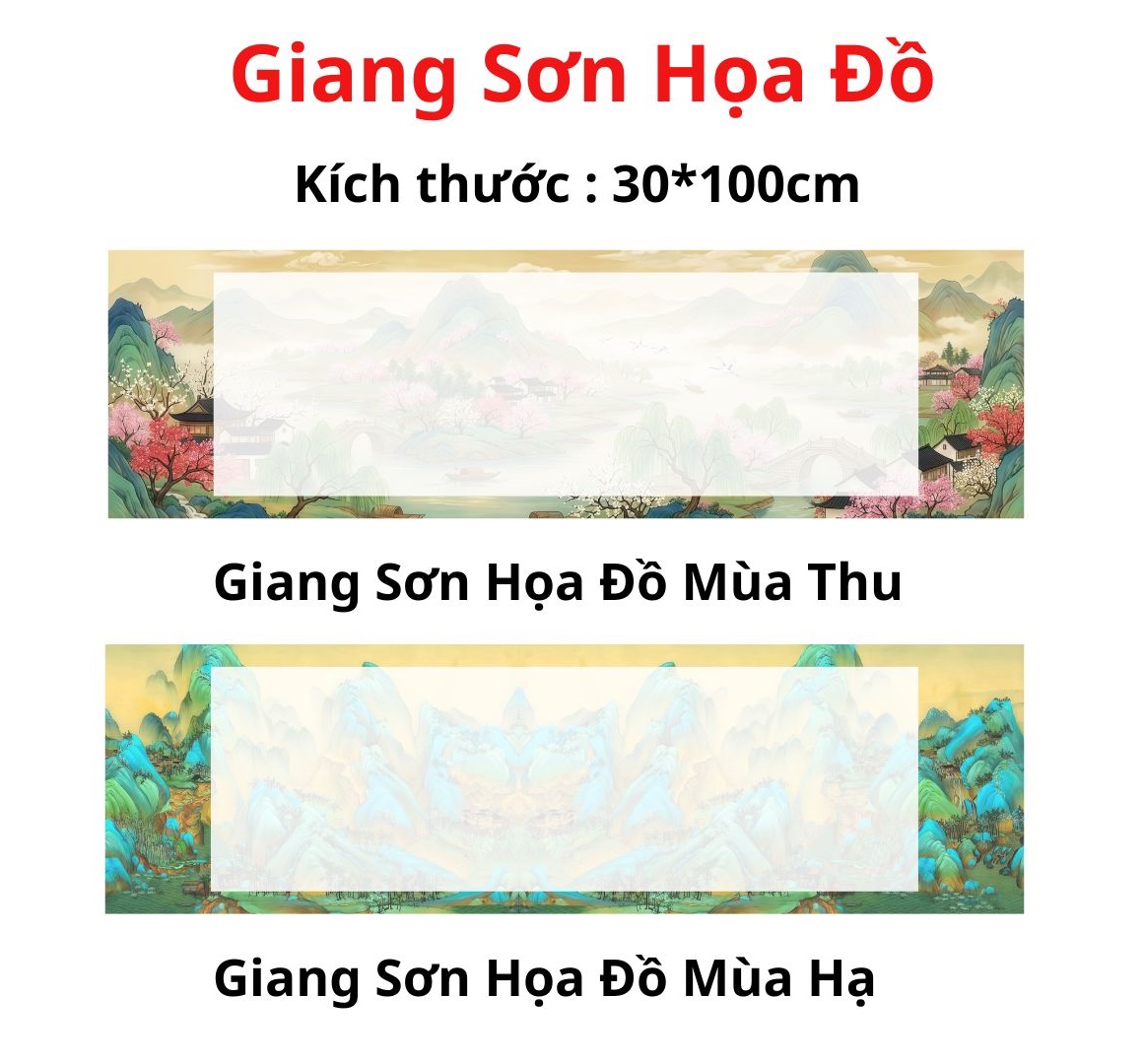 Combo 4 mẫu Giang Sơn Họa Đồ 30*100cm